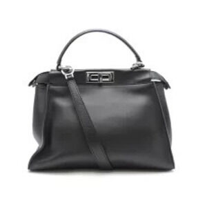 Fendi Peekaboo Monster Bag Bugs Shoulder Leather Black